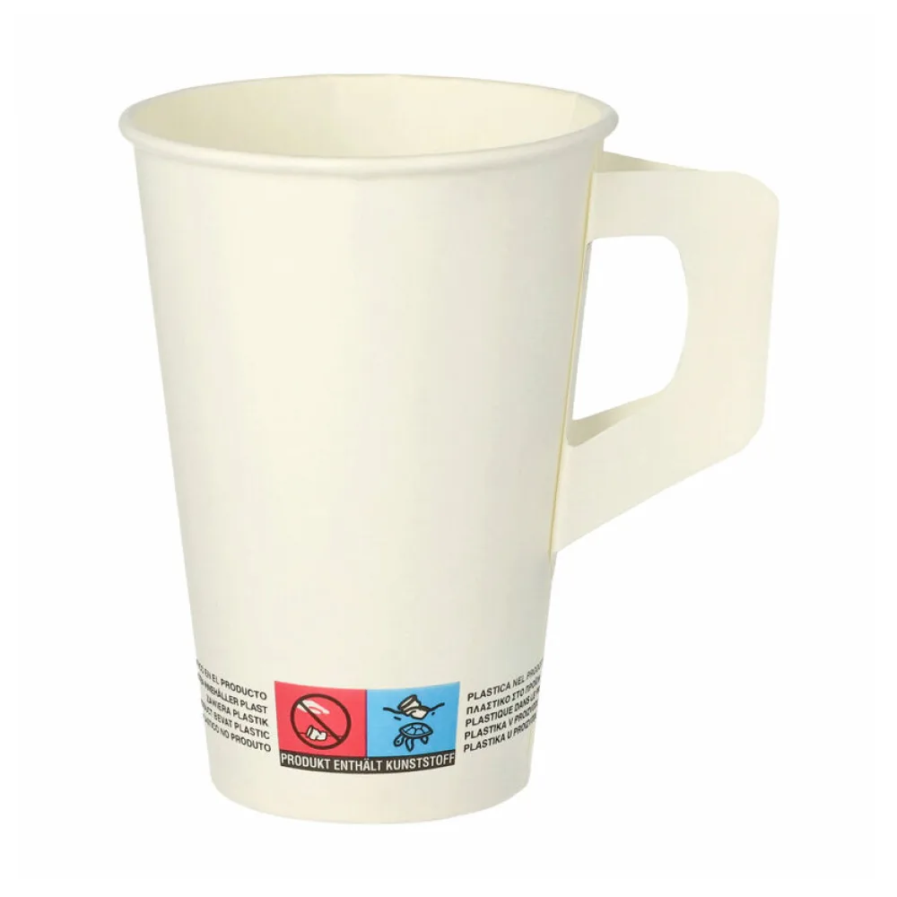 Henkelbecher Kaffeebecher weiß, Pappe beschichtet, 200 ml, 80 Stk. – Bild 2