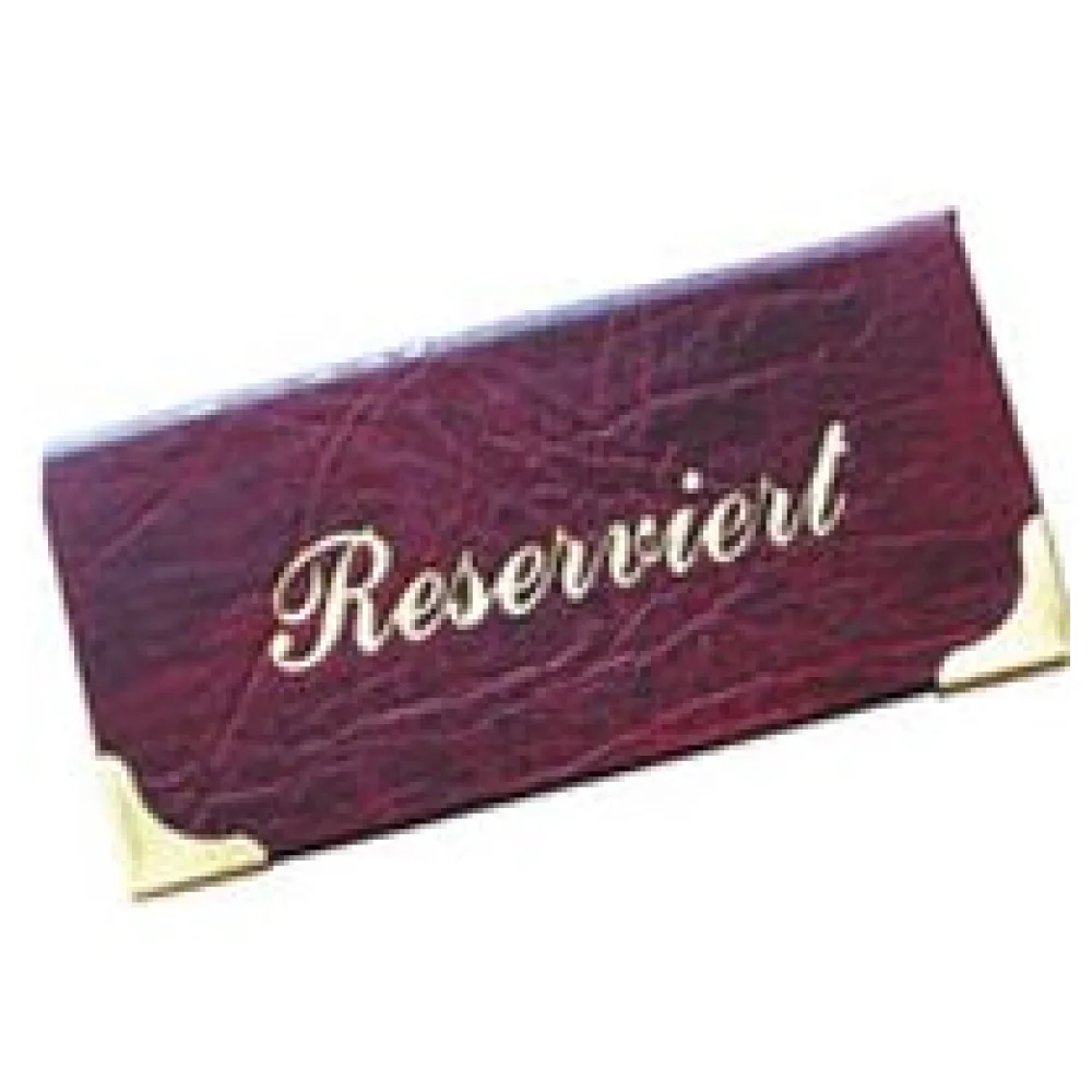 Tischaufsteller "Reserviert" aus Kunstleder, weinrot, 13x6.5cm, 1 Stk. – Bild 3