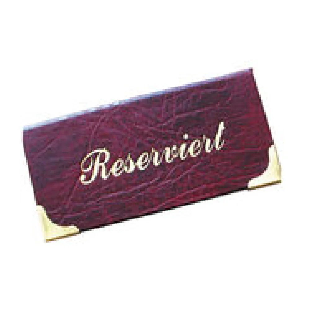 Tischaufsteller "Reserviert" aus Kunstleder, weinrot, 13x6.5cm, 1 Stk.