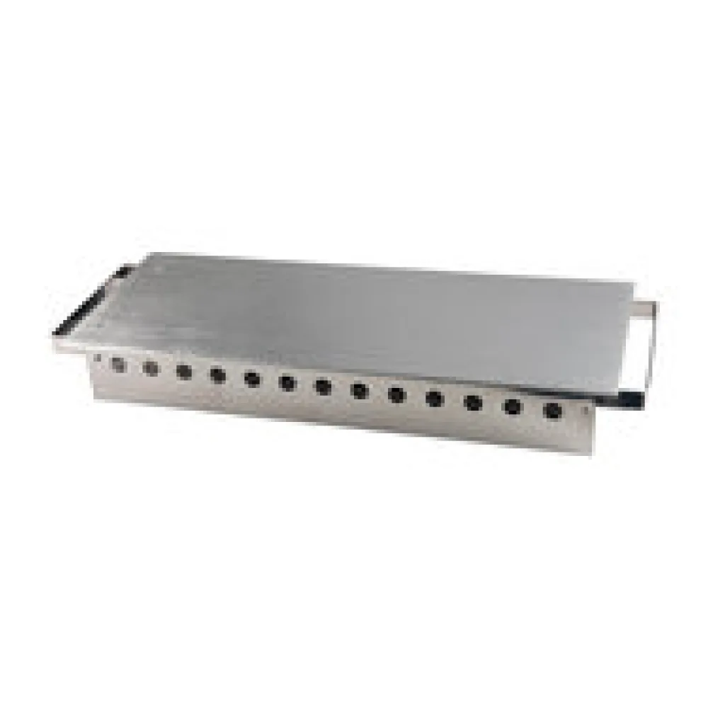 Rechaud aus Edelstahl, Speisewärmer Wärmeplatte für 3 Teelichter silber 49x18x6.5cm