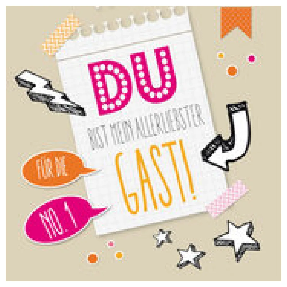 Motivservietten 3-lagig 33x33cm FSCR 'Du bist mein allerliebster Gast', 20 Stk.