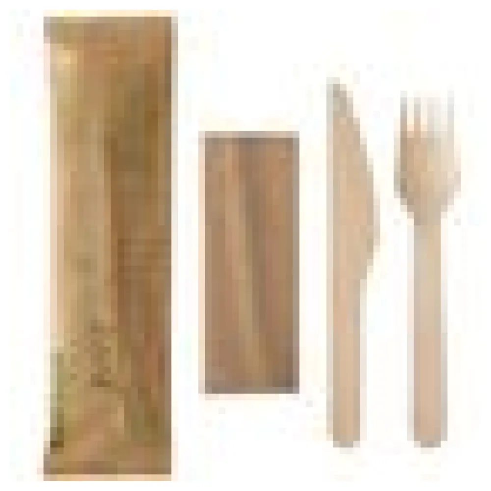 Bestecksets aus Holz Messer Gabel Serviette einzeln verpackt in Papierbeutel, 50 Stk. – Bild 4