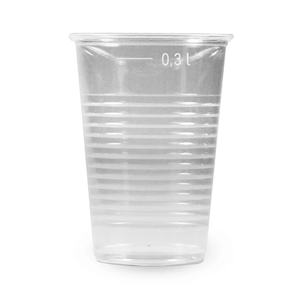 Trinkbecher transparent klar mit Eichstrich 0,3 l, 300 ml, PP, 10 Stk. – Bild 2