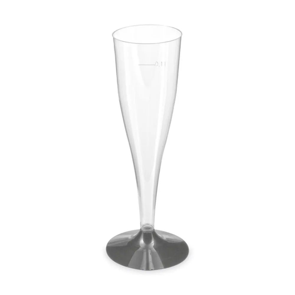 Einweg-Sektglas Champagnerglas glasklar mit schwarzem Fuß 100ml PS, 20 Stk. – Bild 2