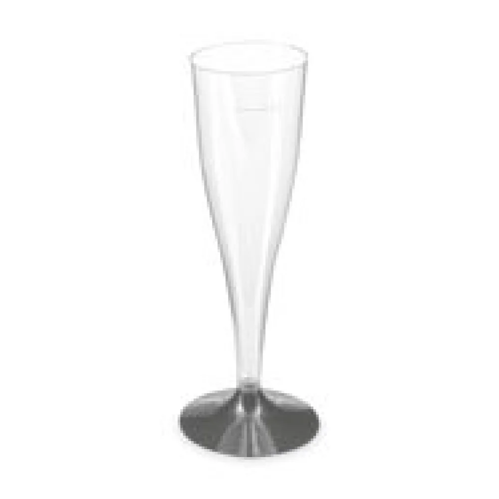 Einweg-Sektglas Champagnerglas glasklar mit schwarzem Fuß 100ml PS, 20 Stk.