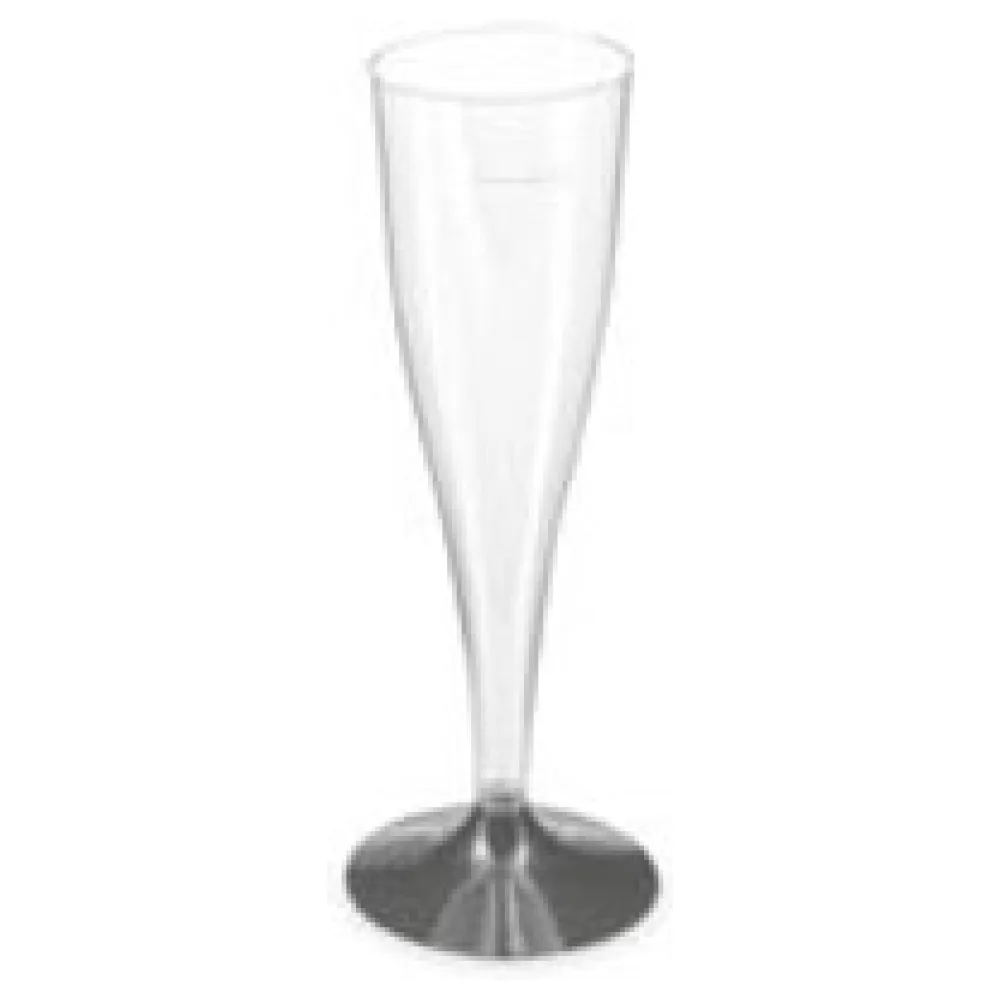 Einweg-Sektglas Champagnerglas glasklar mit schwarzem Fuß 100ml PS, 20 Stk. – Bild 3