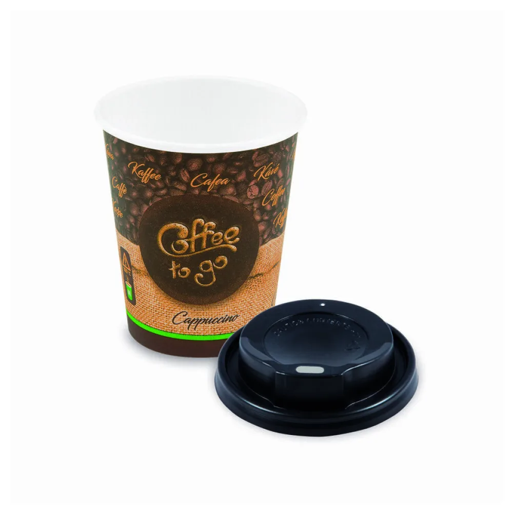 Kaffeebecher M 'Coffee To Go' Cappuccino mit Trinkdeckel 250ml 280ml, 10 Stk. – Bild 2