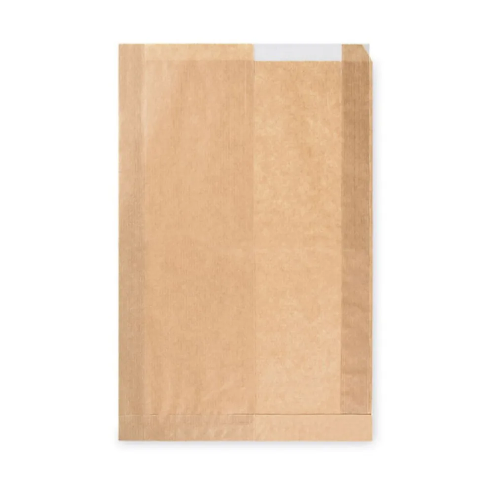 Papierfaltenbeutel Papiertüten mit Fenster braun 22+5 x 34cm Brotlaib, 1000 Stk. – Bild 2