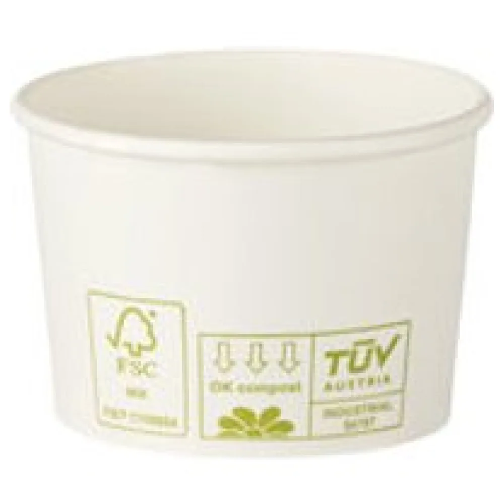 Bio Eisbecher Pappbecher 100% ohne Kunststoff 100ml O70 Höhe 45mm weiß, 50 Stk. – Bild 3