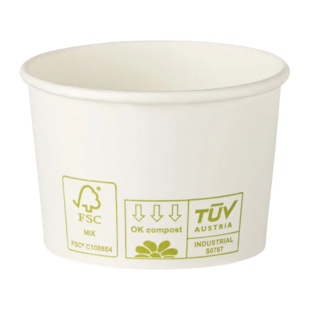 Bio Eisbecher Pappbecher 100% ohne Kunststoff 100ml O70 Höhe 45mm weiß, 50 Stk. – Bild 2