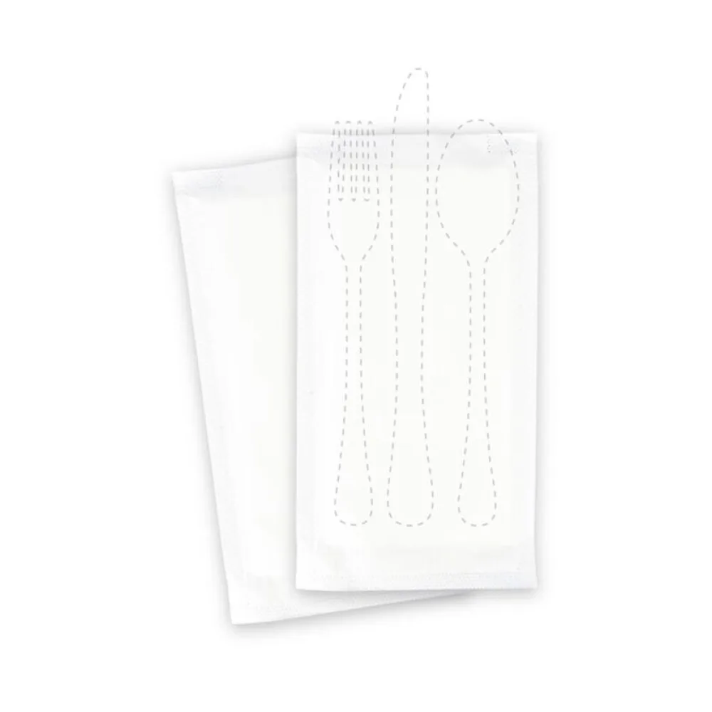 Bestecktaschen weiß 240x125mm inkl. Serviette 390x380mm weiß, 500 Stk. – Bild 2