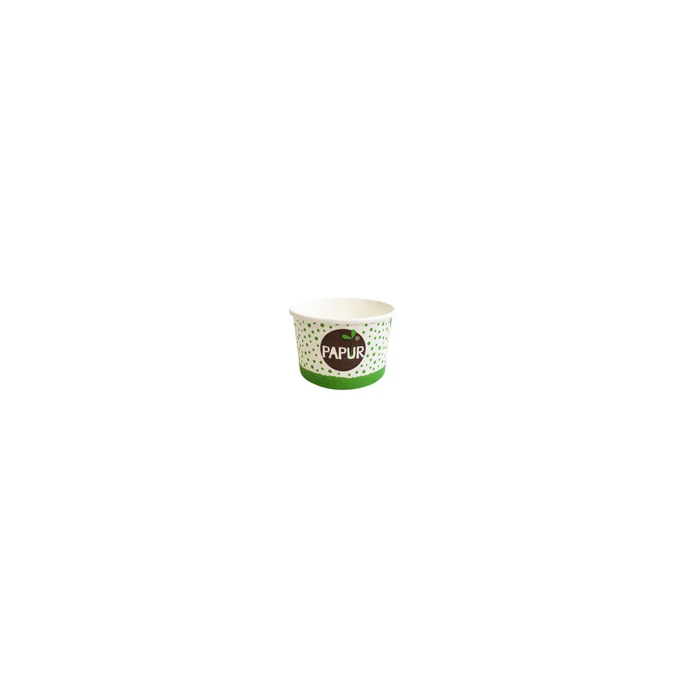 Bio Eisbecher Pappbecher PAPUR 100% ohne Kunststoff 260ml O92 Höhe 55mm, 50 Stk.