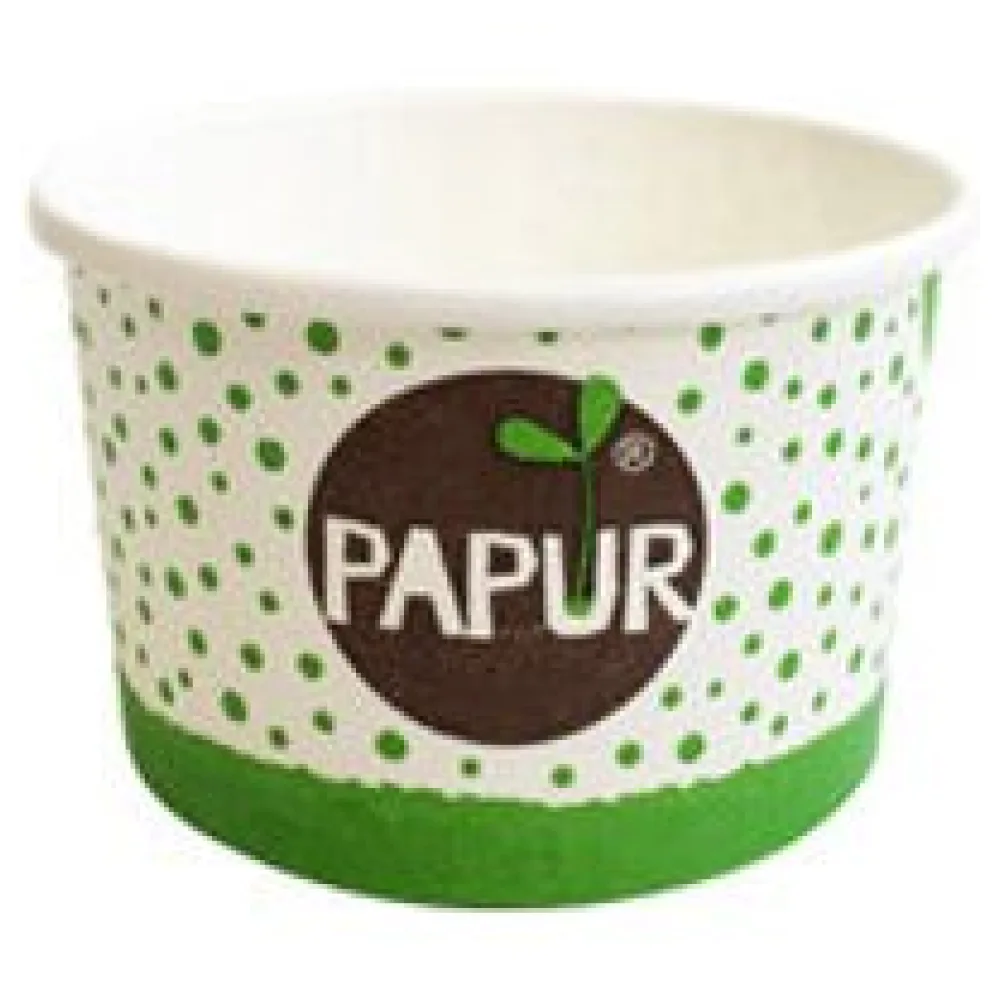 Bio Eisbecher Pappbecher PAPUR 100% ohne Kunststoff 260ml O92 Höhe 55mm, 50 Stk. – Bild 3
