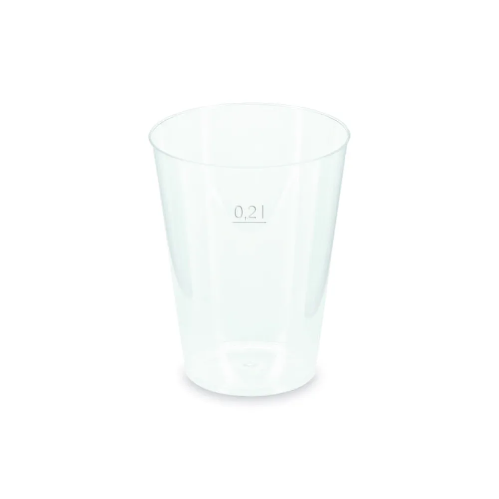 Mehrwegbecher Pfandbecher transparent PP Eichstrich 0,2 l O 6,8 cm, 40 Stk. – Bild 2