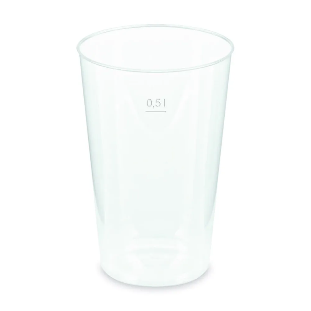 Mehrwegbecher Pfandbecher transparent PP Eichstrich 0,5 l O 9,1 cm, 30 Stk. – Bild 2