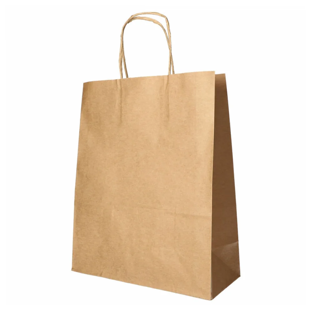 Papiertragetaschen mit Papierkordel Kordeltasche 28 x 22 x 10 cm braun, 25 Stk. – Bild 2