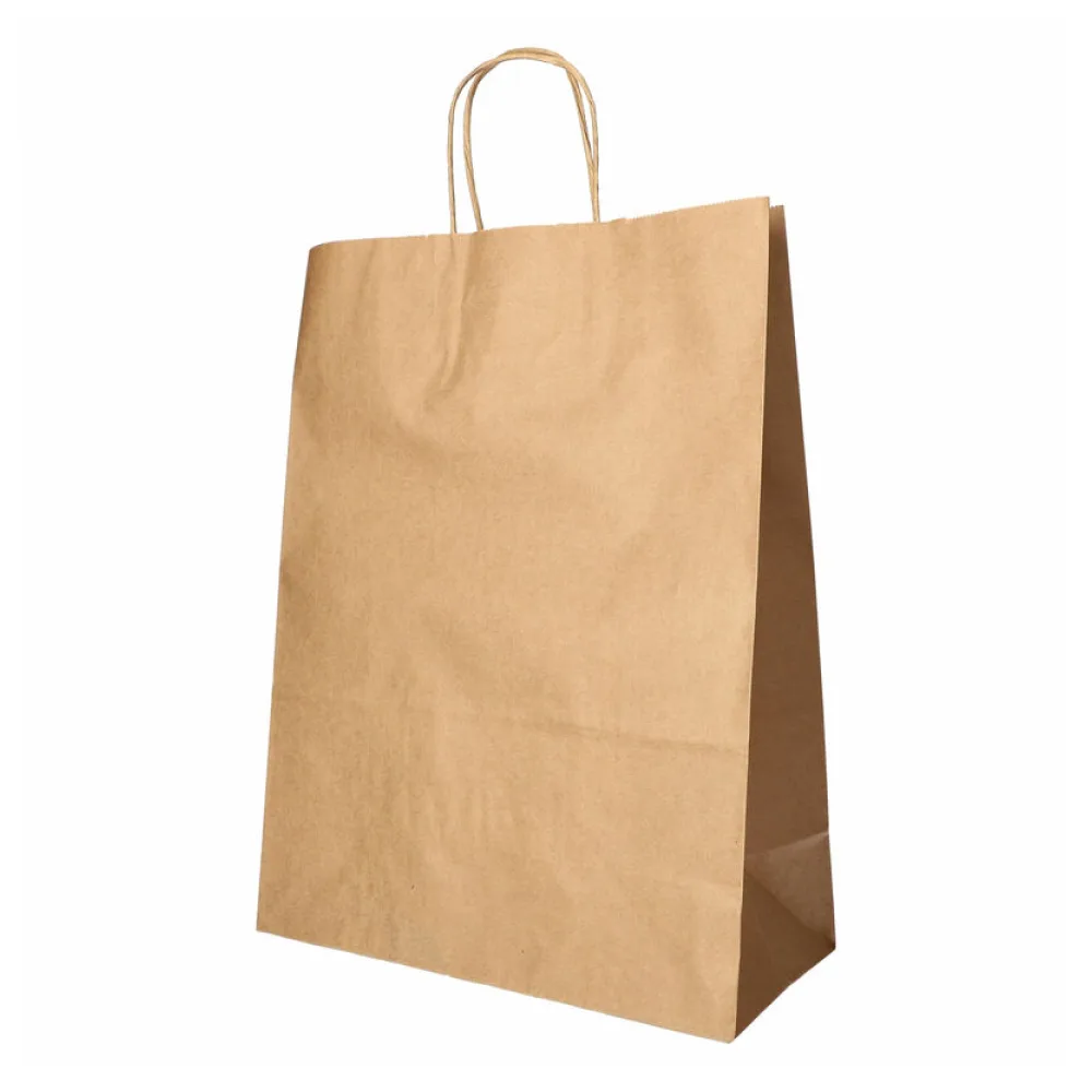 Papiertragetaschen mit Papierkordel Kordeltasche 35 x 26 x 12 cm braun, 25 Stk. – Bild 2