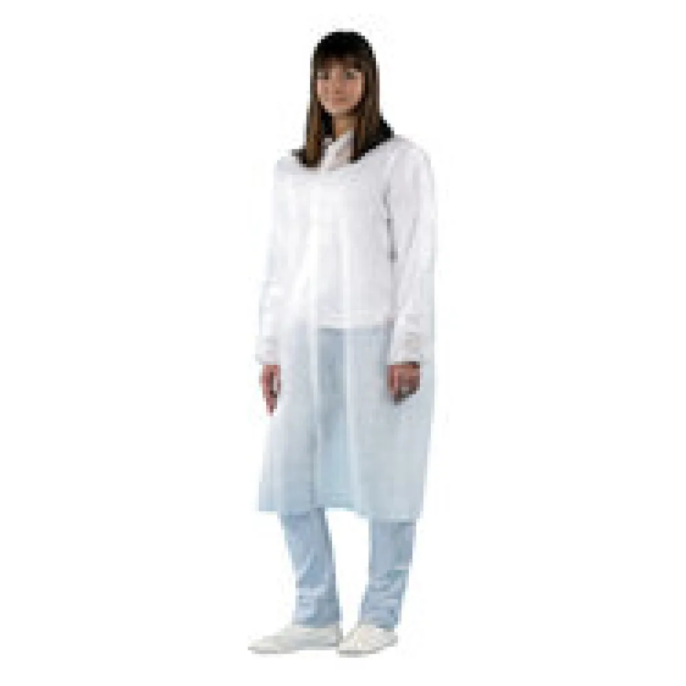 Besucherkittel aus Vlies, PP 120 cm weiss mit Druckknöpfen, 10 Stk.
