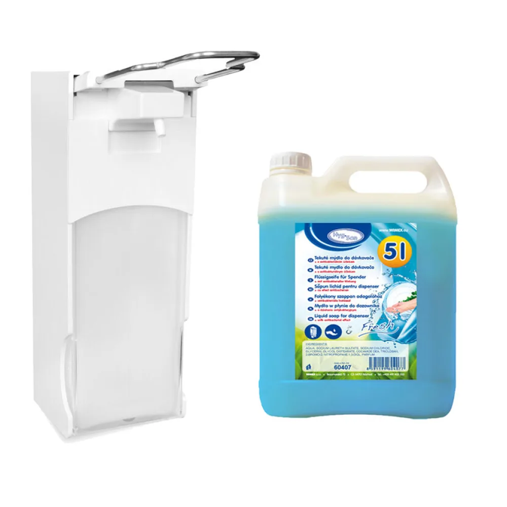 Dosierspender Langarmhebel 1000ml + 5 Liter Flüssigseife antibakterielle Wirkung – Bild 2