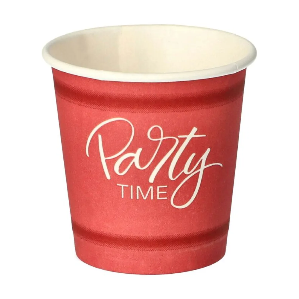 Pappbecher 5 cl rot 'Party Time' mit Biokunststoff PLA beschichtet, 50 Stk. – Bild 2