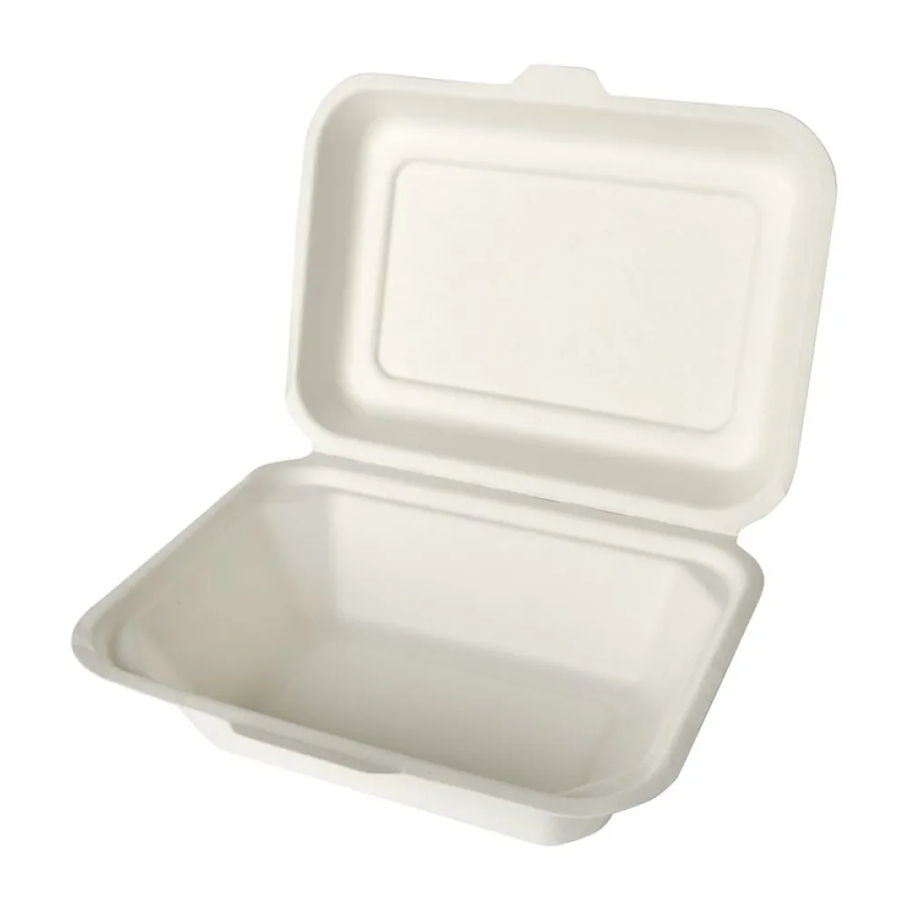 Menüboxen aus Zuckerrohr ungeteilt 6 x 18 x 12,5 cm weiss, 25 Stk. – Bild 2