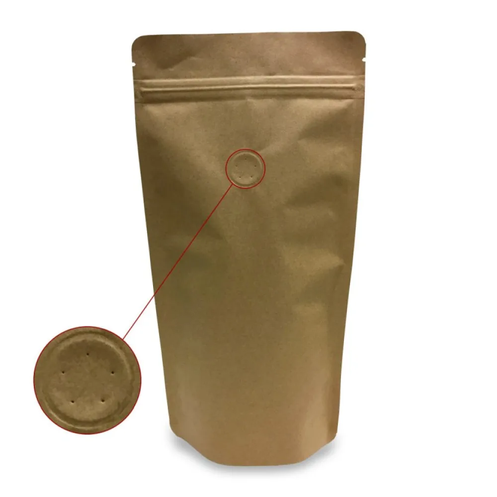 Standbodenbeutel Kraftpapier braun mit Aromaschutzventil 165x265x100mm, 500 Stk. – Bild 2