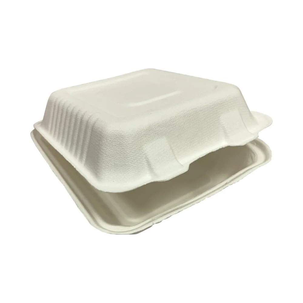Menüboxen ToGo 223x201x83mm 1-teilig aus Zuckerrohr nature weiß, 50 Stk. – Bild 2