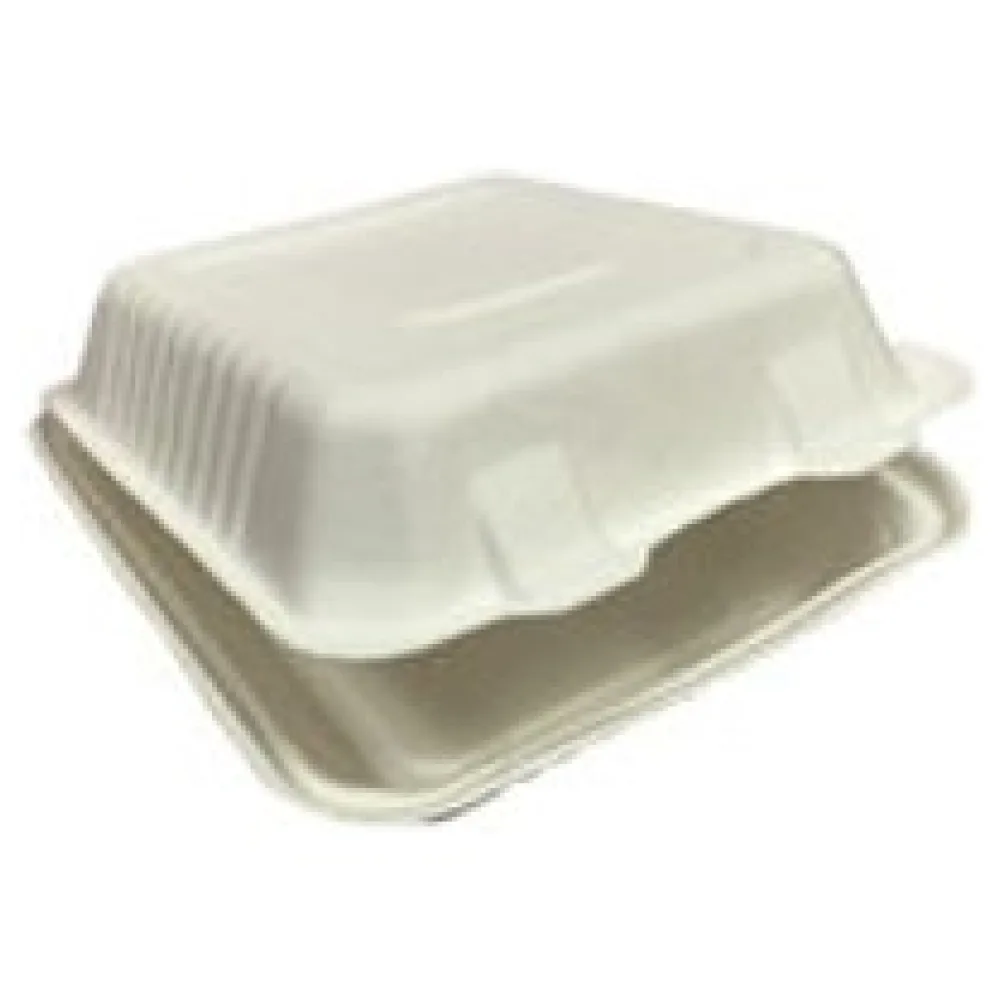 Menüboxen ToGo 223x201x83mm 1-teilig aus Zuckerrohr nature weiß, 50 Stk. – Bild 3