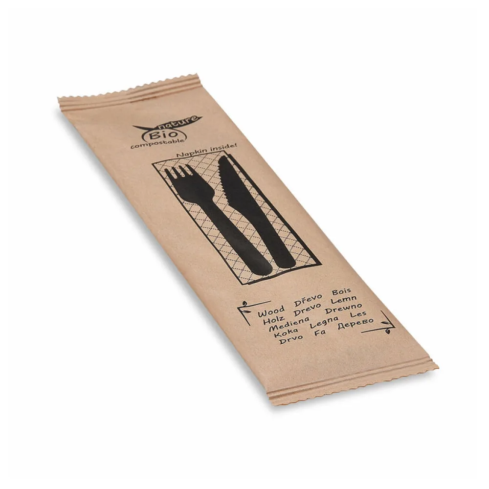 Bestecksets aus Holz biologisch abbaubar 4-teilig hygienisch verpackt, 50 Stk. – Bild 2