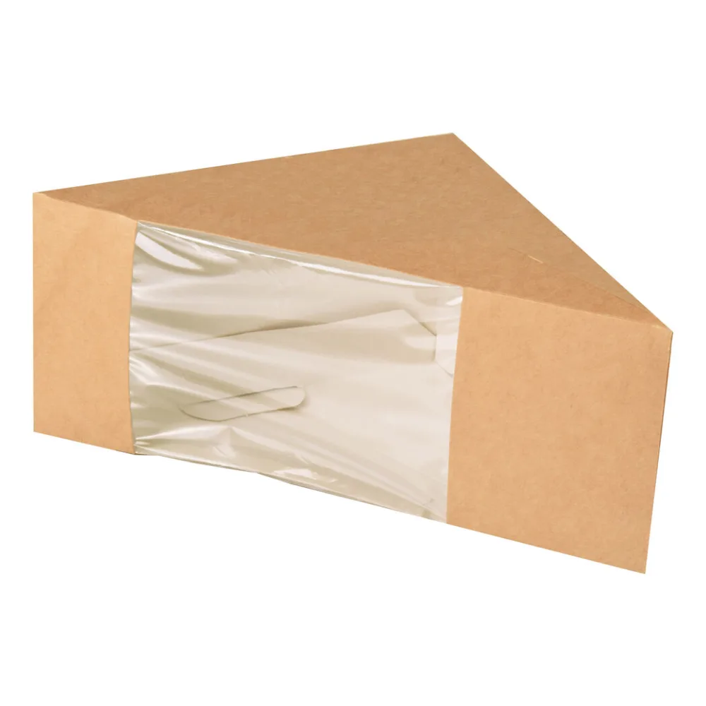 Bio-Sandwichboxen Pappe mit Sichtfenster aus PLA 123x123x82mm braun, 50 Stk. – Bild 2