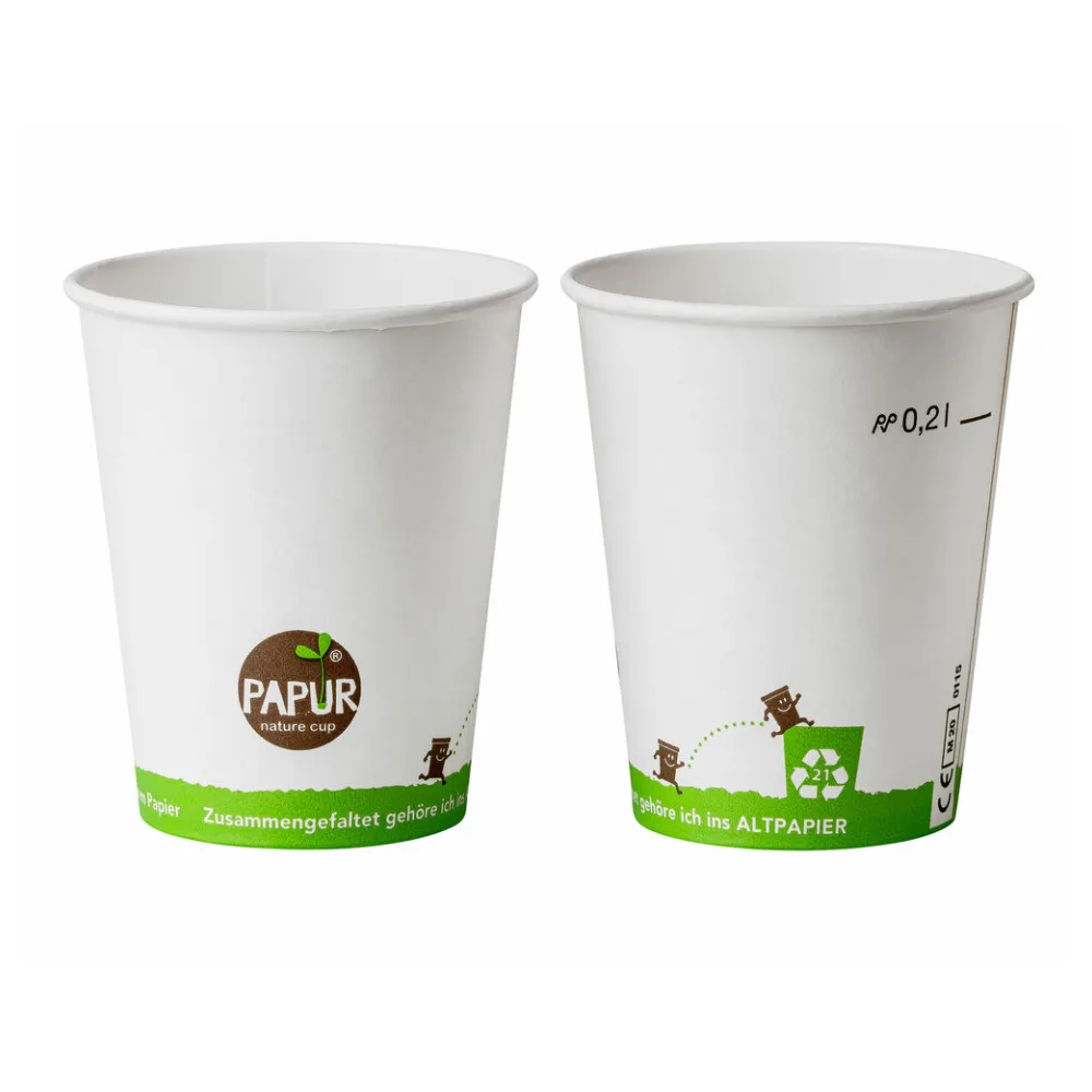 Bio Heissgetränkebecher Pappbecher PAPUR 80mm O mit Eichstrich 200 ml, 75 Stk. – Bild 2