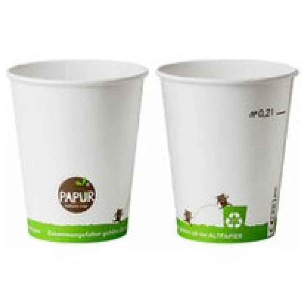 Bio Heissgetränkebecher Pappbecher PAPUR 80mm O mit Eichstrich 200 ml, 75 Stk. – Bild 3