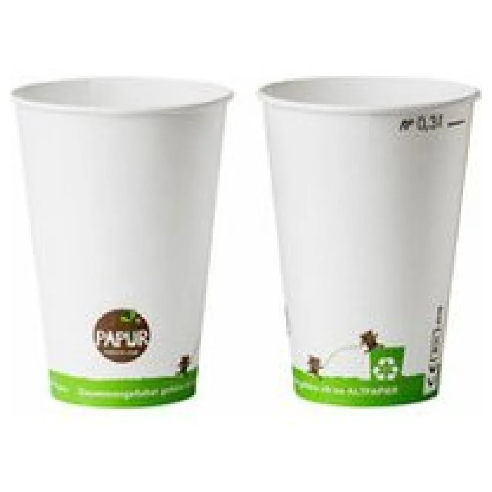 Bio Heissgetränkebecher Pappbecher PAPUR 80mm O mit Eichstrich 300 ml, 75 Stk. – Bild 3