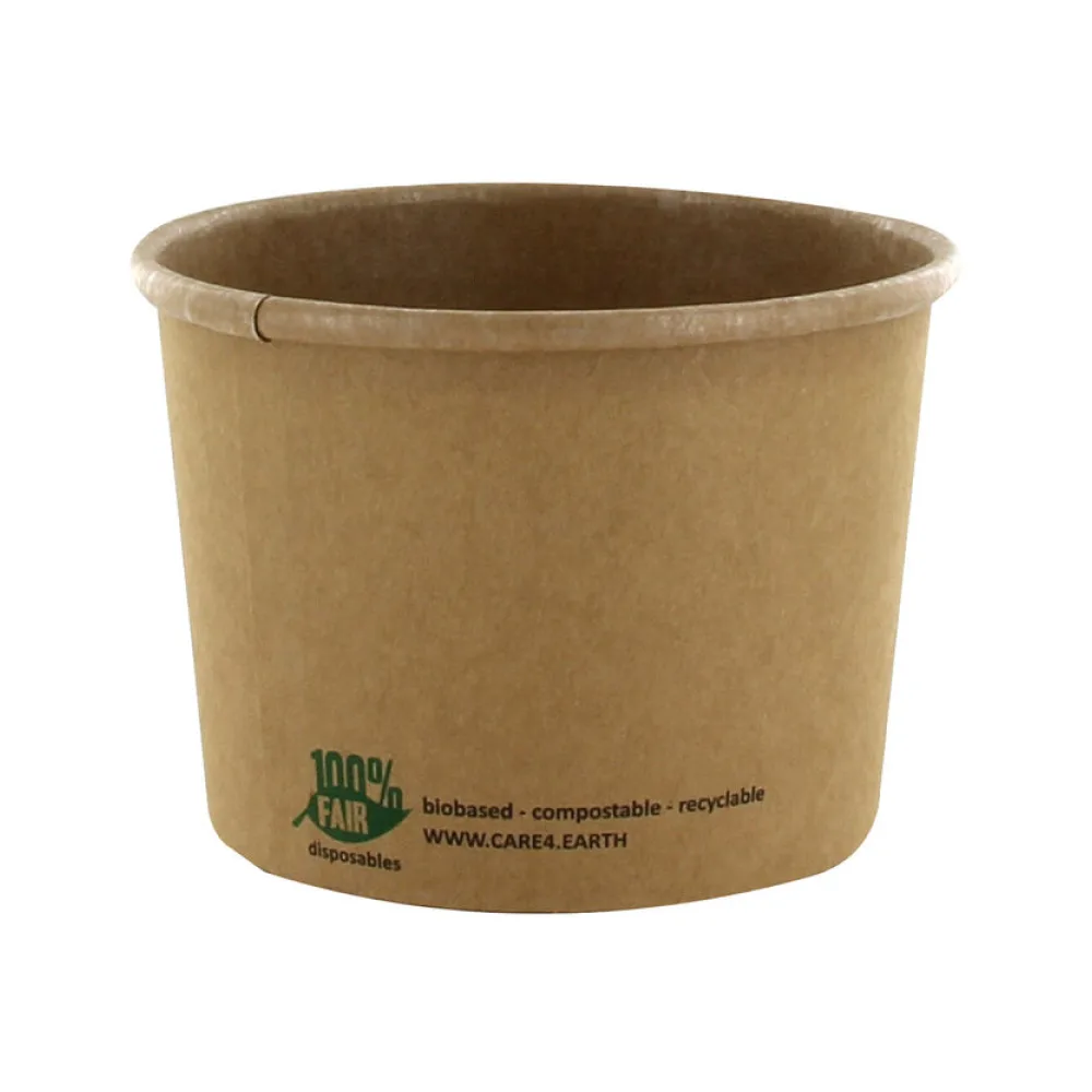 PAPSTAR Bio-Suppenbecher Pappe rund 350 ml braun biologisch abbaubar, 25 Stk. – Bild 2