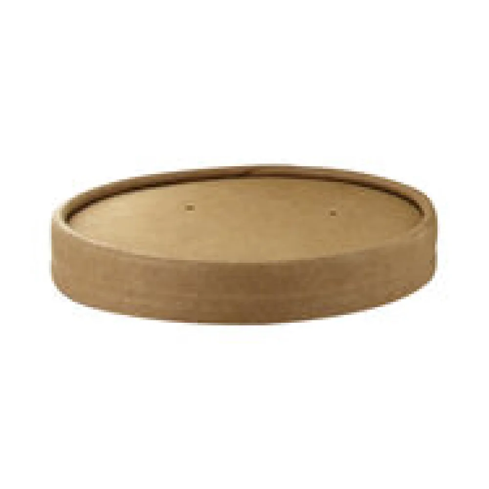 Deckel für Bio-Suppenbecher Pappe rund O9,8 cm braun biologisch abbaubar 25 Stk.