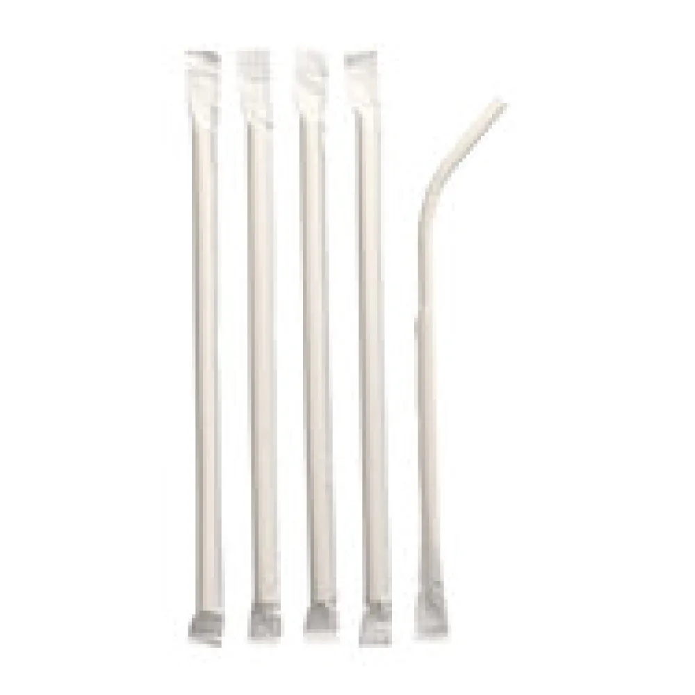 Papiertrinkhalme flexibel Flexhalme O 6 mm 20 cm weiss einzeln gehüllt, 100 Stk.