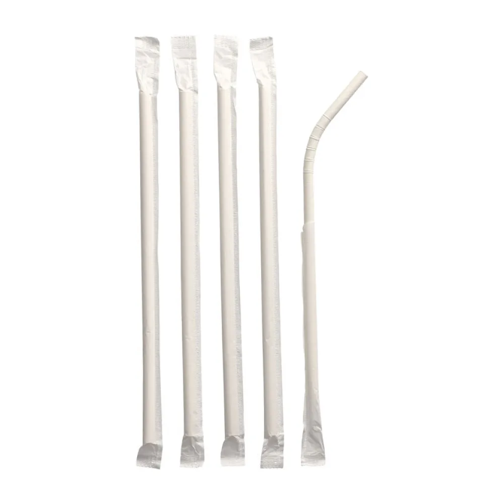 Papiertrinkhalme flexibel Flexhalme O 6 mm 20 cm weiss einzeln gehüllt, 100 Stk. – Bild 2