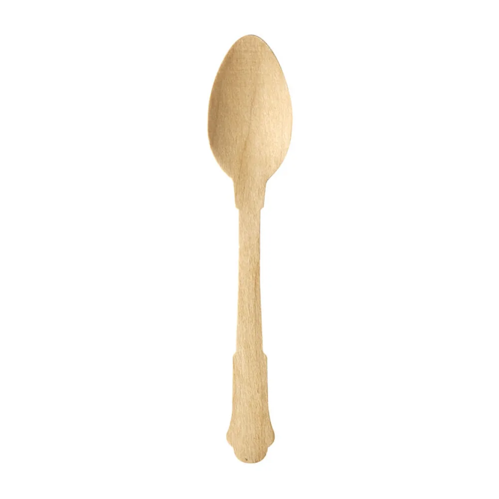 Kaffeelöffel Dessertlöffel aus Holz 12 cm natur schönes Vintage Design, 50 Stk. – Bild 2