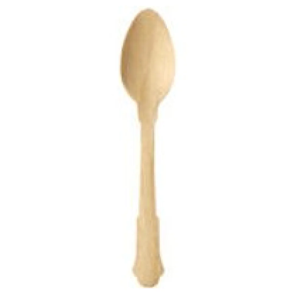 Kaffeelöffel Dessertlöffel aus Holz 12 cm natur schönes Vintage Design, 50 Stk. – Bild 3