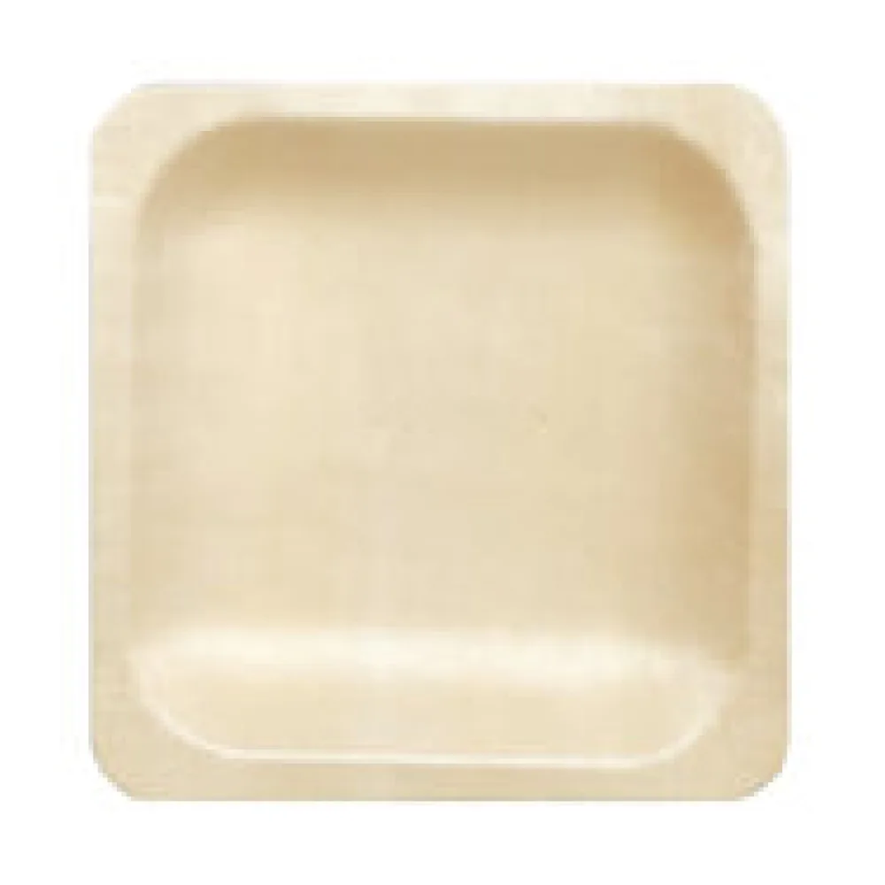 Holzteller Einwegteller aus Pappelholz quadratisch 14.5x14.5cm FSCR, 25 Stk.