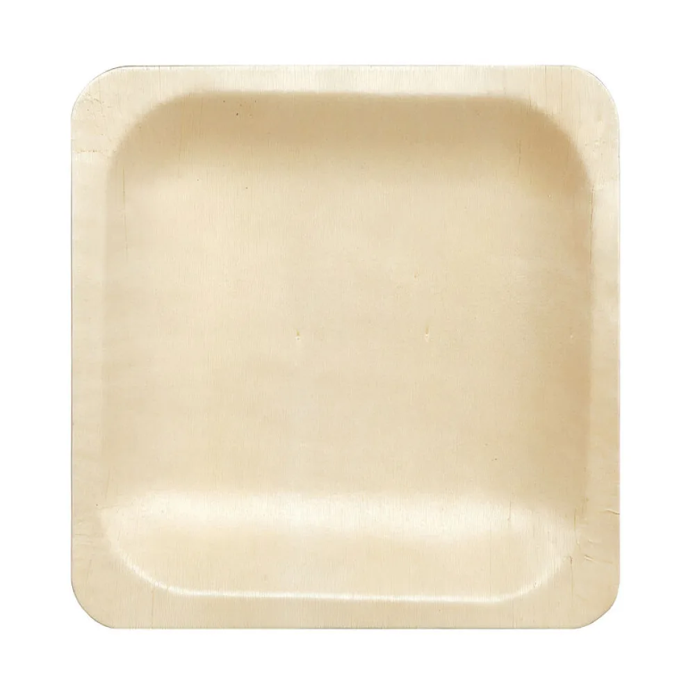 Holzteller Einwegteller aus Pappelholz quadratisch 14.5x14.5cm FSCR, 25 Stk. – Bild 2