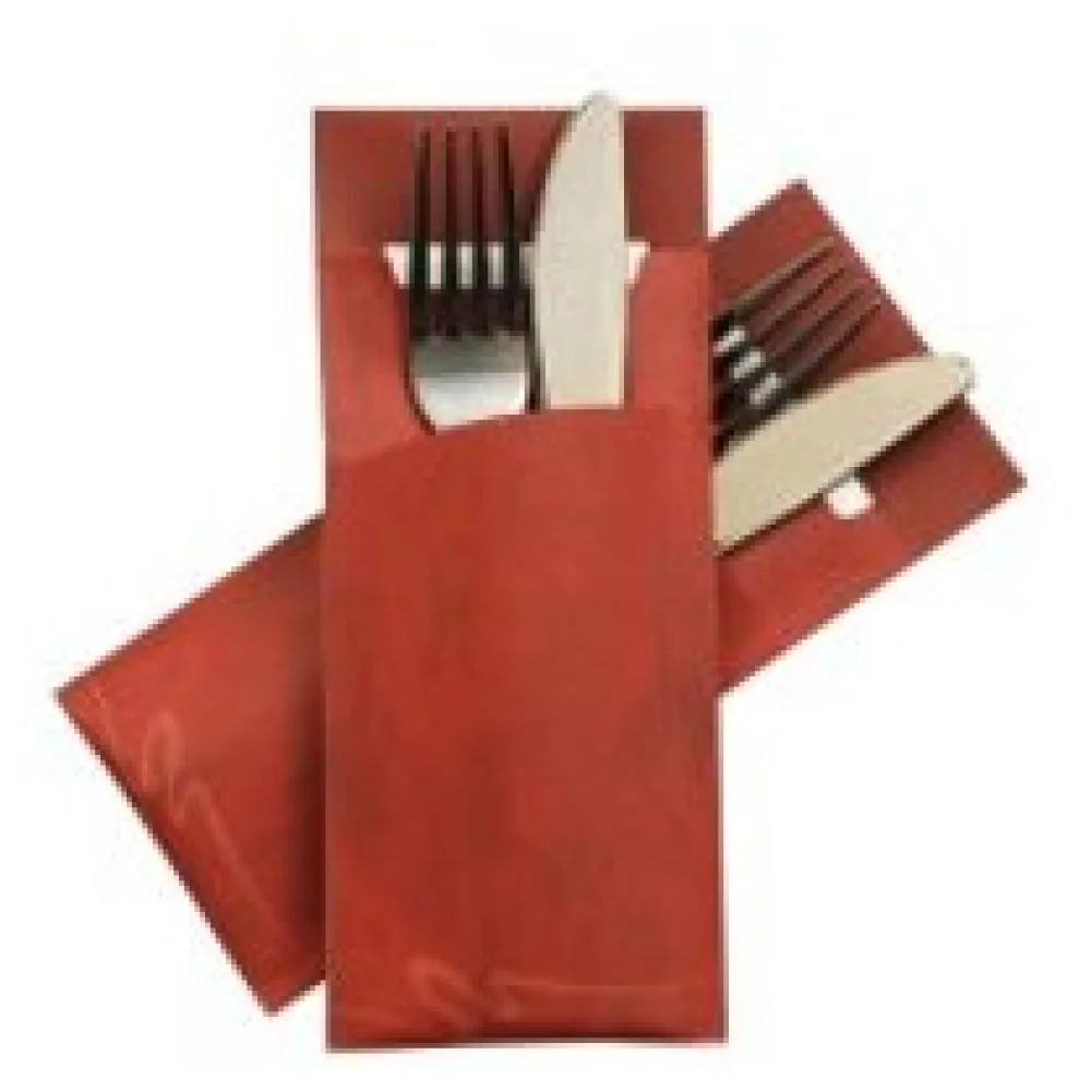 Pochetto Bestecktaschen 200x85mm burgund marmor. inkl. Serviette weiß, 50 Stk. – Bild 3