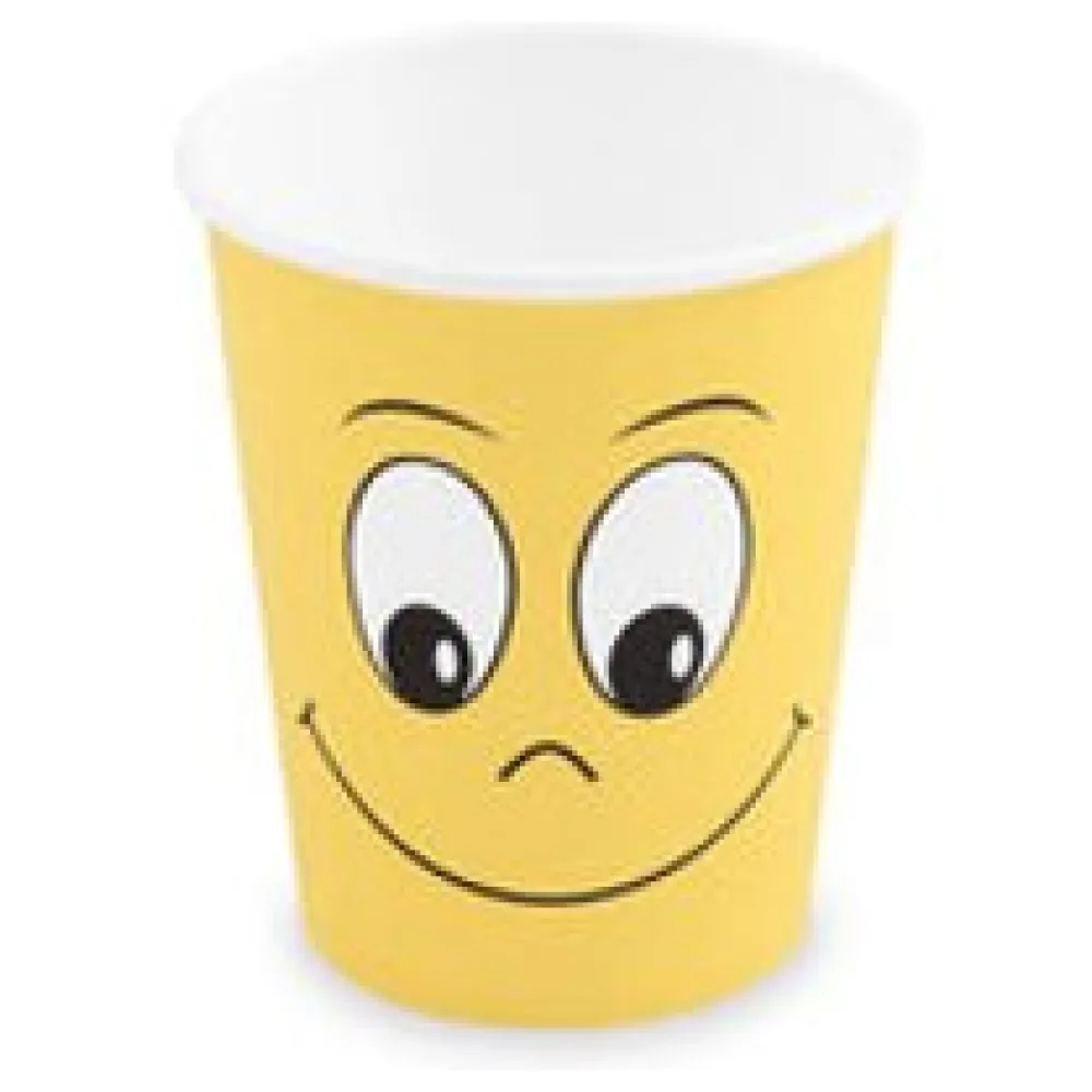 Heiß- und Kaltgetränkebecher Pappbecher 'Smiling face' 200ml 280ml, 50 Stk. – Bild 3