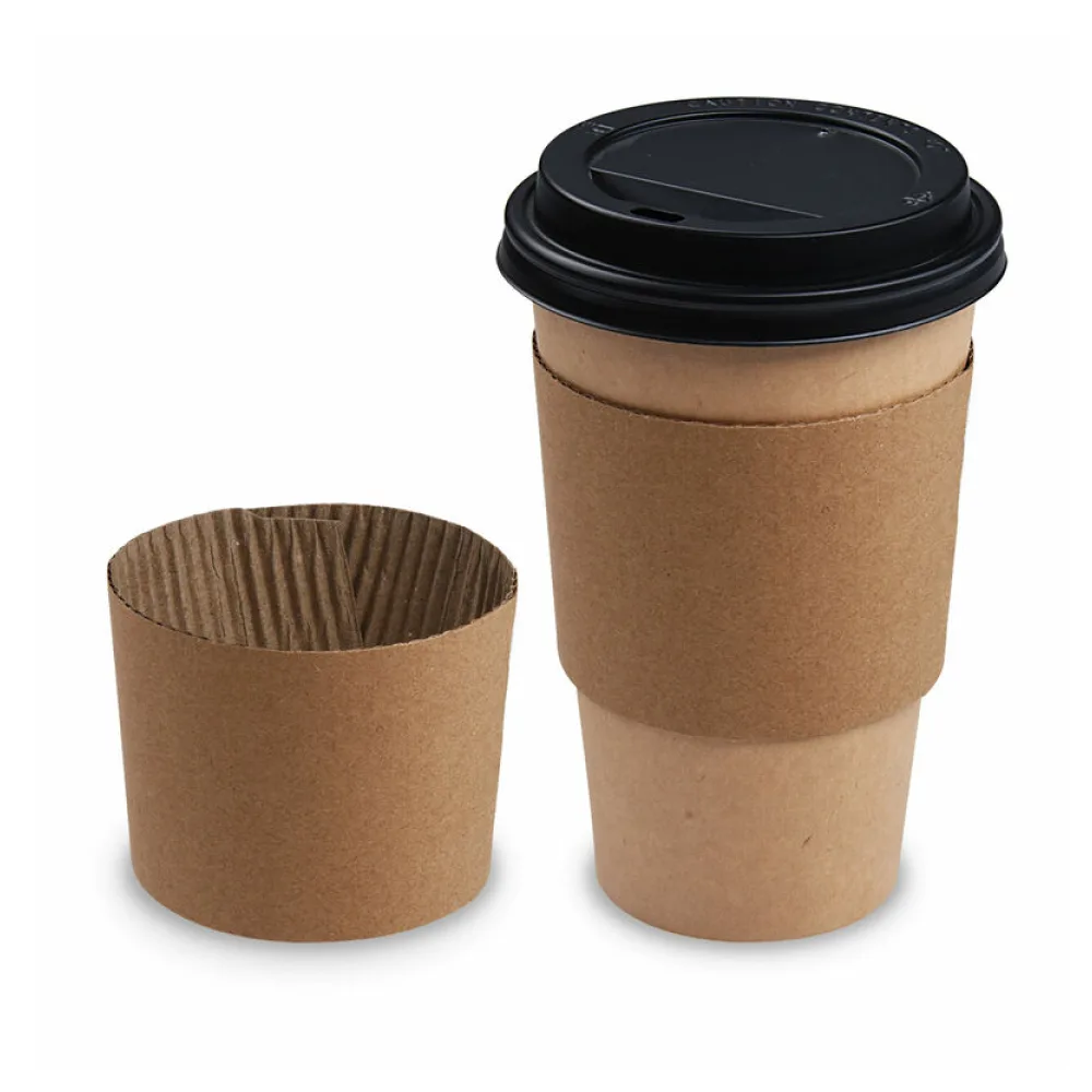 Papier-Manschetten Isolierbanderolen Sleeves braun für Becher O 80 mm, 100 Stk. – Bild 2