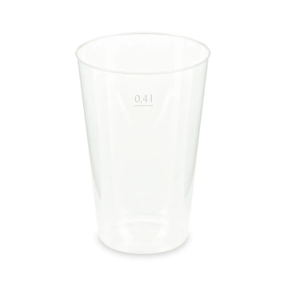 Mehrwegbecher Pfandbecher transparent stabil+ PP 0,4L Eichstrich O 87mm, 10 Stk. – Bild 2