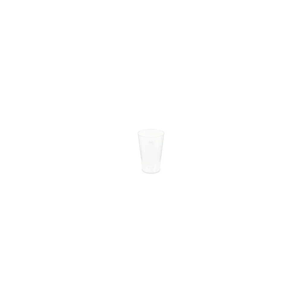 Mehrwegbecher Pfandbecher transparent stabil+ PP 0,4L Eichstrich O 87mm, 10 Stk.