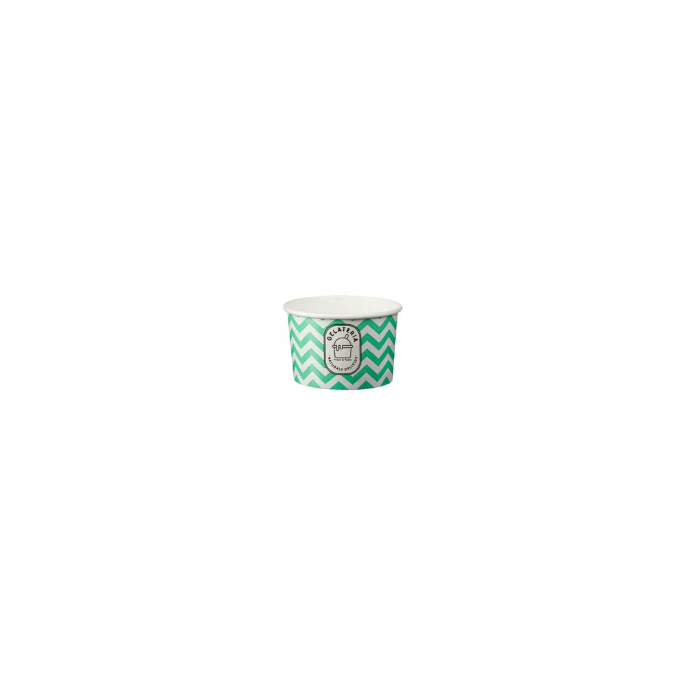 Eisbecher aus Pappe Papierbecher Zick Zack Motiv grün 235 ml 8oz, 50 Stk.