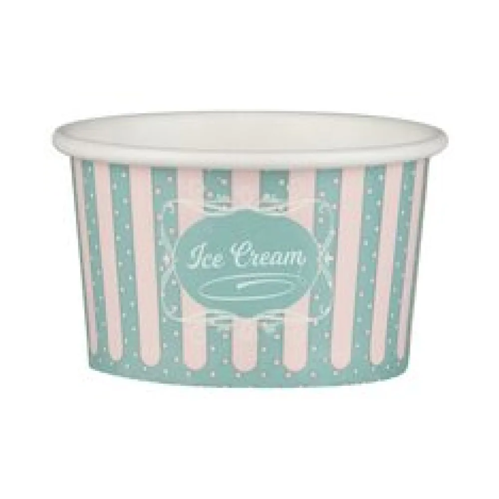 Eisbecher aus Pappe Papierbecher Patisserie ICE CREAM Motiv 120 ml 4oz, 50 Stk.