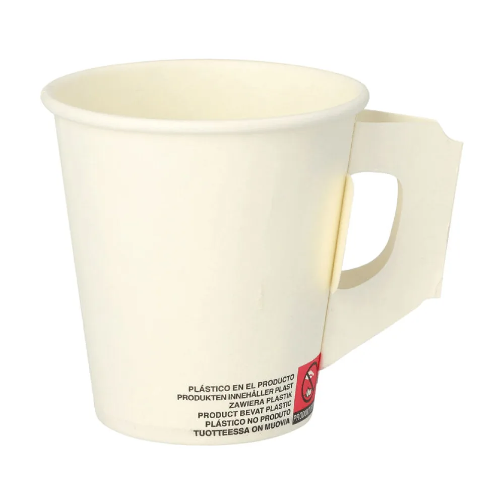 Henkelbecher Kaffeebecher weiß, Pappe beschichtet, 180 ml, 80 Stk. – Bild 2