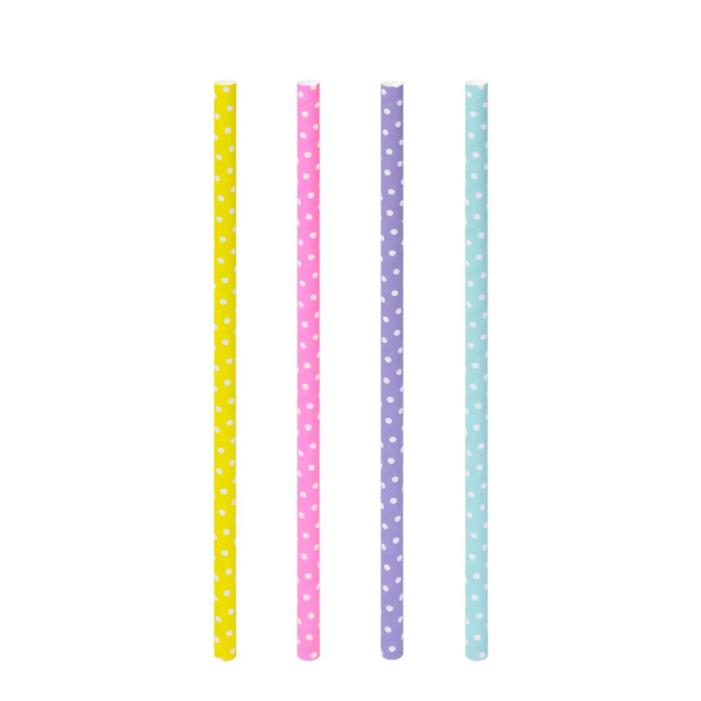 Trinkhalme aus Papier "Pünktchen" dick bunt O8mm 25cm, 150 Stk. – Bild 2